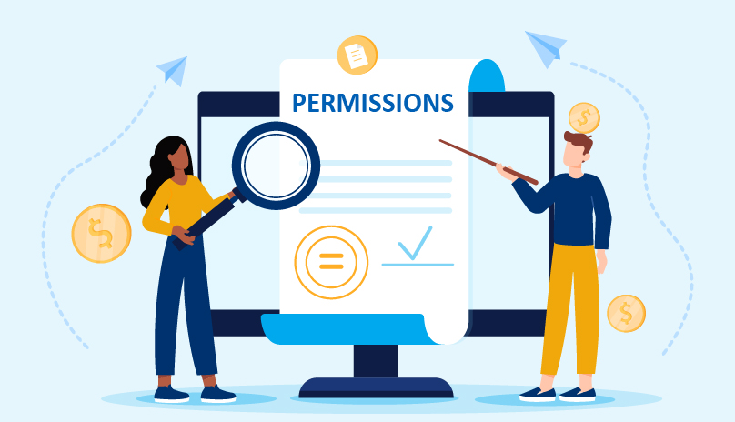 illustration of individuals looking for permissions